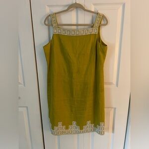 Jones New York Linen Beaded Dress Size 14 EUC